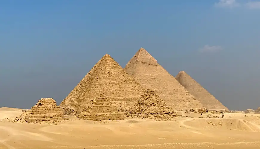 Panoramic view for the pyramids of Giza