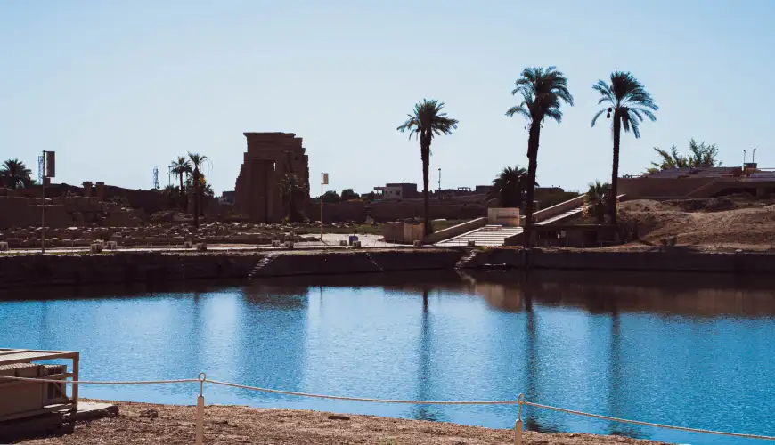 The sacred lake of the karnak temple